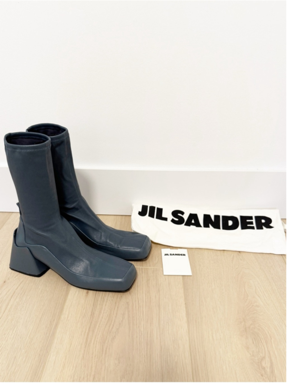 Jil Sander Ankle Sock Boot in Slate Blue size 40